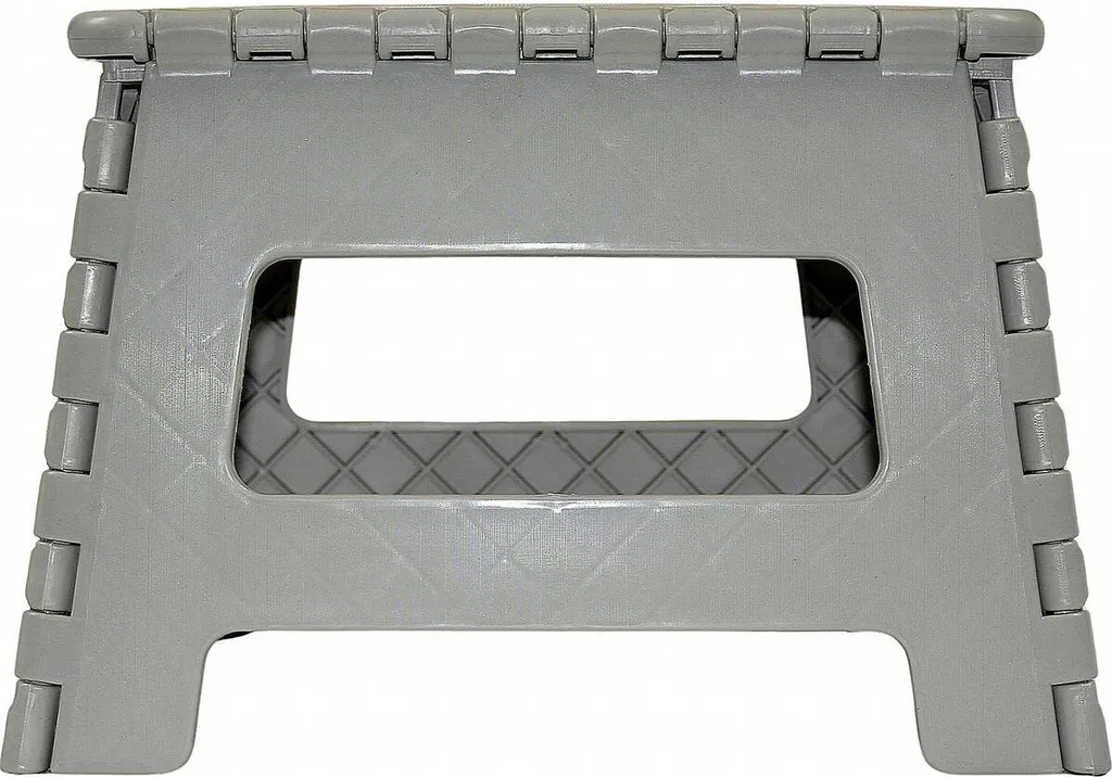 Tabouret pliant gris avec surface antidérapante et poignée de transport - 3
