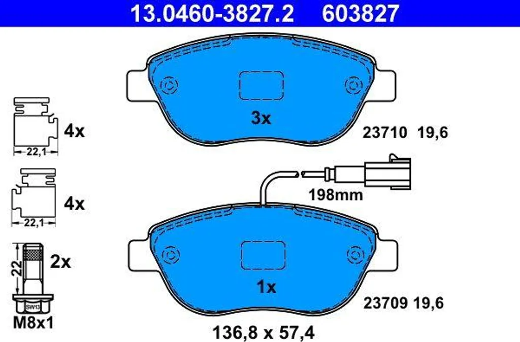 Plaquettes de frein haute performance ATE 13.0460-3827.2 Fiat et Lancia