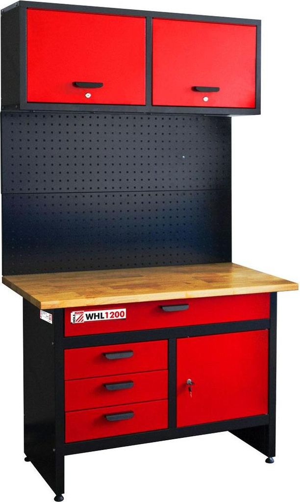 Holzmann Werkbank mit Hängeschrank und Lochwand WHL1200