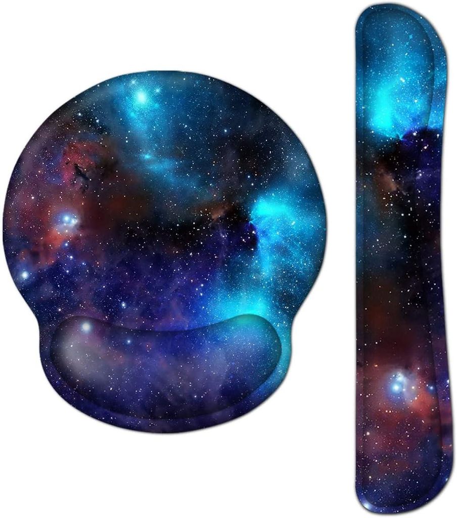 Mauspad-Set, Tastatur-Handballenauflage, ergonomisches Mauspad mit Gelkissen, Galaxy