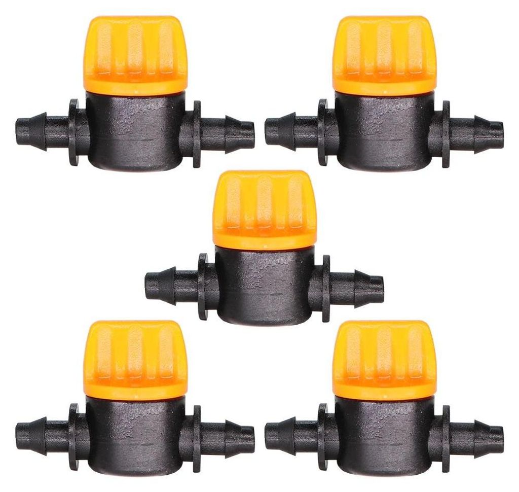 10 Pack 1/4" Barbed Mini Valve Shutoff Fitting For 4/7mm Hose Greenhouse Garden Water Irrigation Hose Adapter