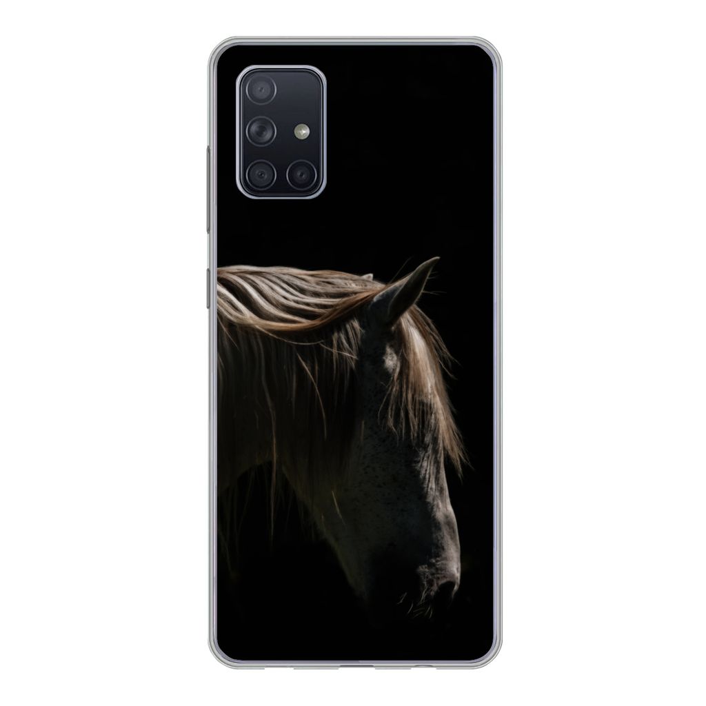 MuchoWow Handyhülle Schutzhülle Hülle für Samsung Galaxy A51 5G Pferd - Tiere - Weiß Silikon Softcase Handy Hülle - Abbildung