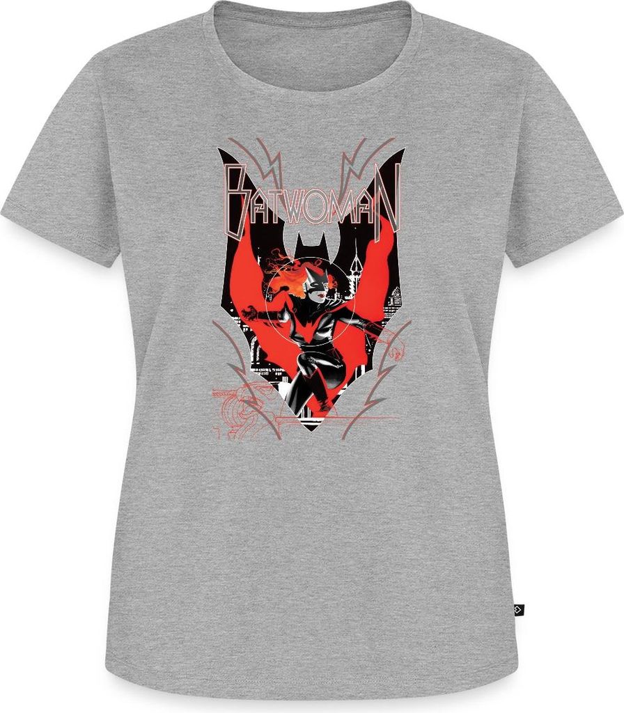 Spreadshirt Batwoman in Aktion Emblem Frauen Premium T-Shirt, L, Grau meliert