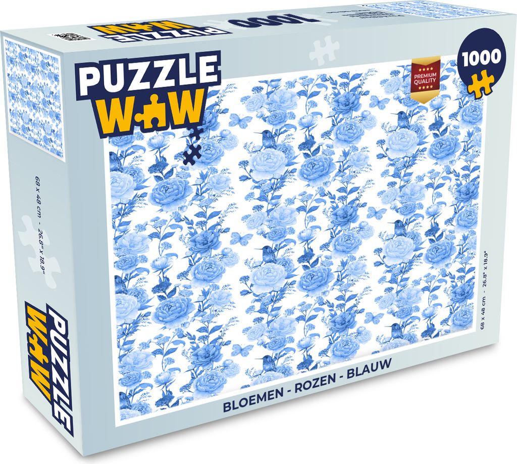 MuchoWow Puzzle 1000 Teile Blumen - Rosen - Blau - Erwachsene - Rätsel