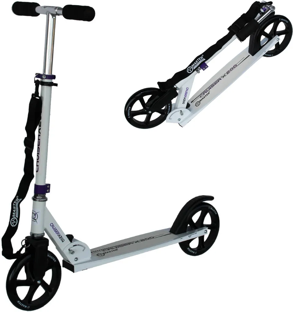 Scooter pliant MASTER Cruiser 200 mm WHITE avec sangle de transport
