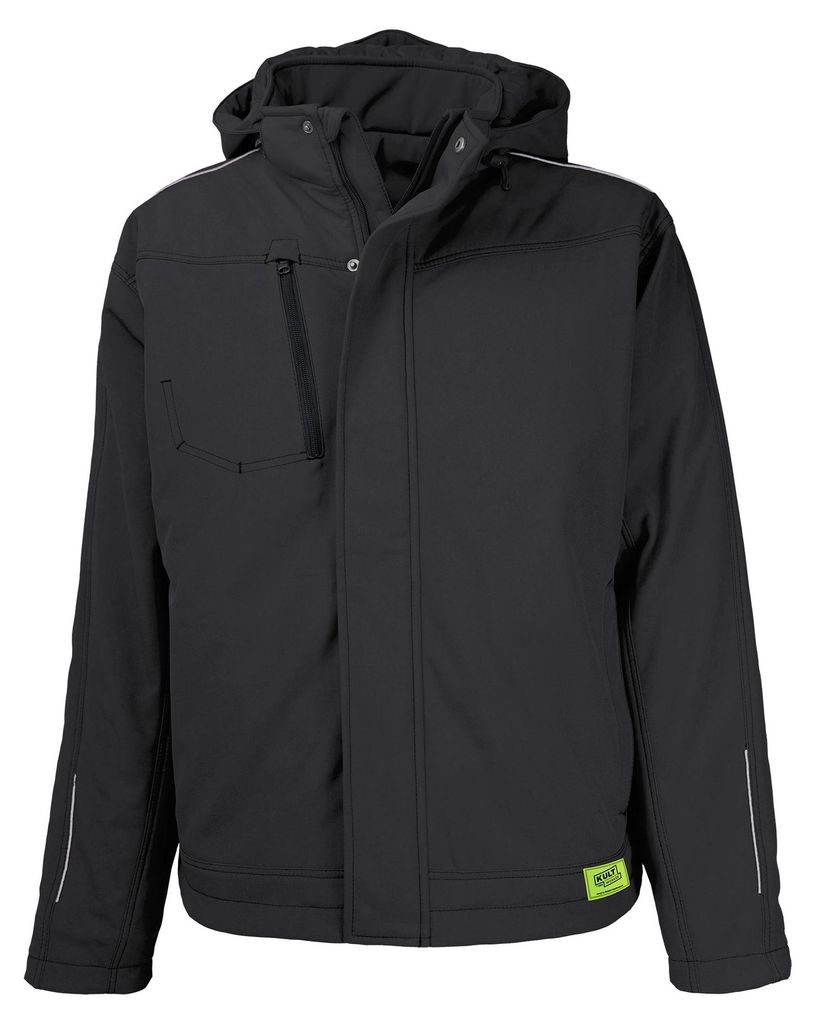 TMG KULT WORKER Herren Softshell-Arbeitsjacke winddicht mit Reflexpaspel, 5XL, Schwarz