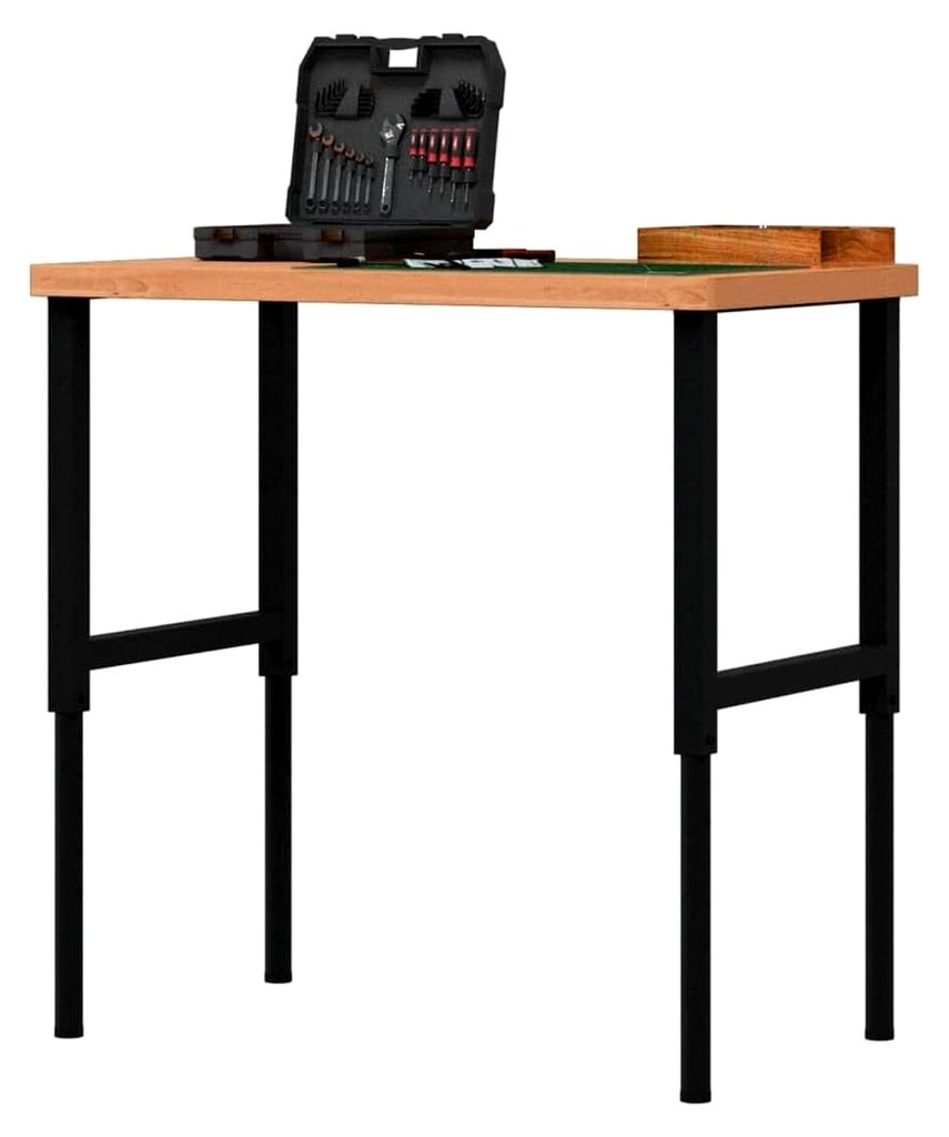Werkbank 100x60x(73-99,5) cm aus Massivholz Buche Rechteckig für Werkstatt, Haus, Büro
