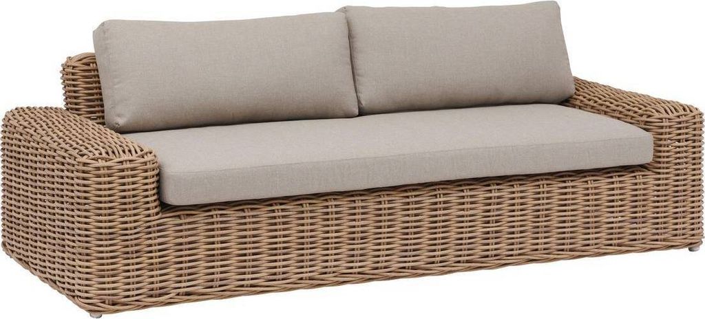 Gartensofa "savinia tahini" 3-sitzer aus epoxybehandeltem aluminium - Hespéride