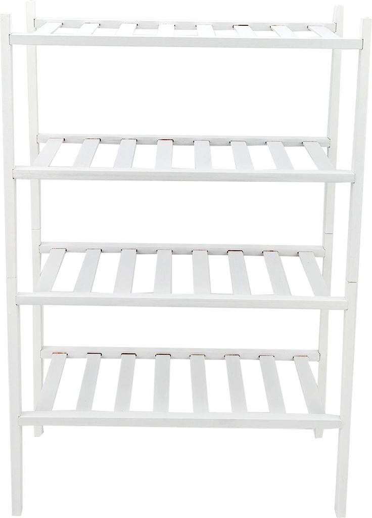 4-stöckiges Schuhregal, weiß, stapelbar, multifunktional, aus Bambus, für Zuhause, Hotel, Studentenwohnheim