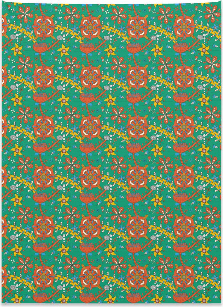 Abakuhaus Bunt Wandteppich, Doodle Stil Blumen aus Weiches Mikrofaser Stoff Kein Verblassen Klare Farben Waschbar, 110 x 150 cm, Mehrfarbig