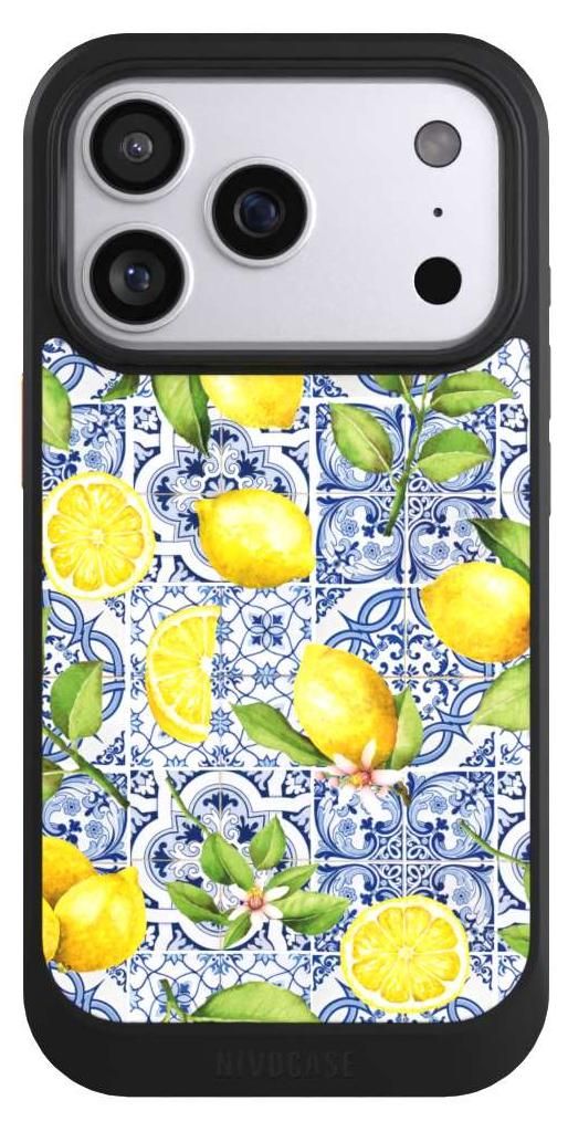 NIVOCASE Hülle für Apple iPhone 17 Pro Handyhülle NIVOcore Case Schwarz Griechenland Muster Zitrone