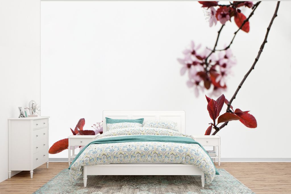 MuchoWow Fototapete für Wohnzimmer oder Schlafzimmer Wandtapete Vinyl Motivtapete Blumen - Blüte - Kirschbaum - 295x220 cm - Wand Tapete