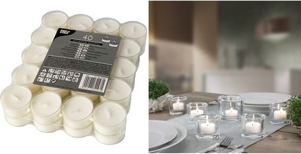 40 čajových svíček Ø 38 mm - 19 mm bílé v polykarbonátovém Obrázek produktu 4