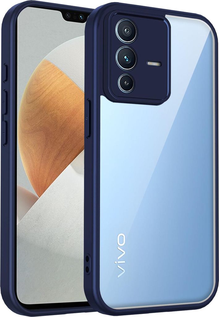 Hülle für Vivo V23 5G/S12 Transparente Rückseite TPU Bumper Stoßfest Handyhülle Blau