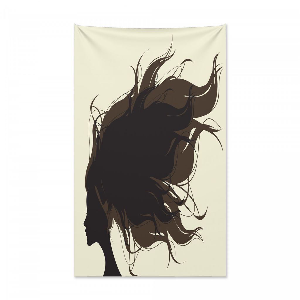 Abakuhaus Friseur Wandteppich und Tagesdecke, Fuzzy Hair Silhouette aus Weiches Mikrofaser Stoff Kein Verblassen Klare Farben Waschbar, 140 x 230 c...
