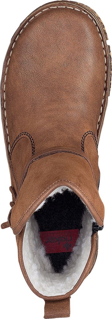 Rieker Damen Stiefelette Zierriemen flach Warmfutter Reißverschluss Z3772, Größe:42 EU, Farbe:Braun