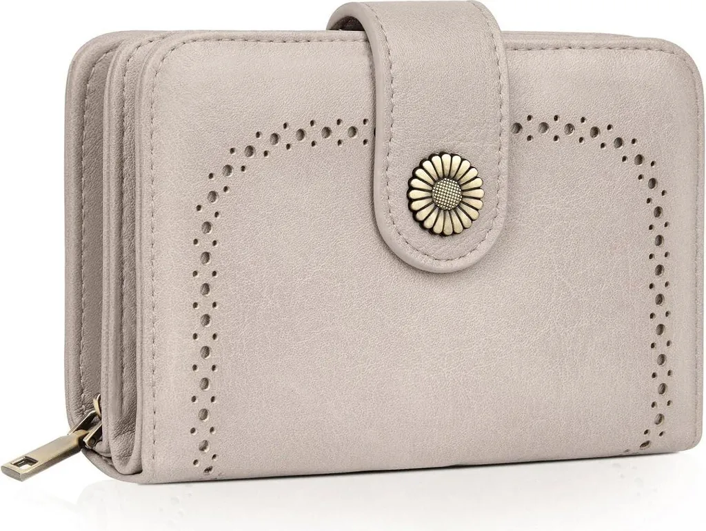 Porte-monnaie femme TEUEN en cuir synthétique gris clair vintage
