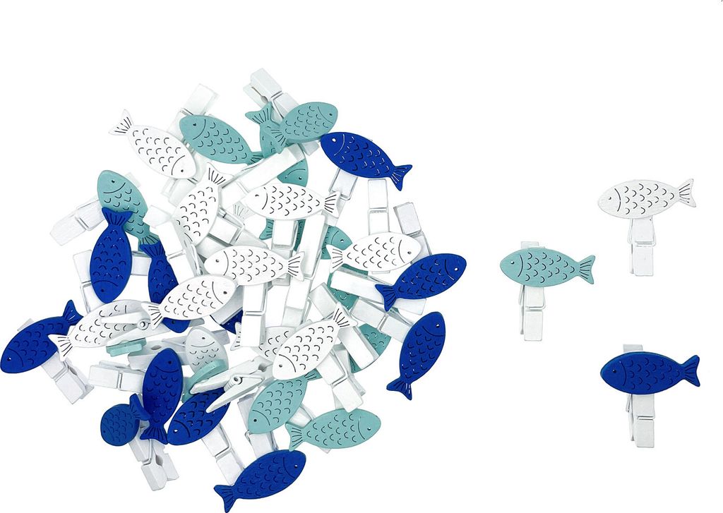 Oblique Unique 36 Mini Fisch Wäscheklammern Farbmix Holz Klammern Holzklammern Deko Konfirmation Kommunion Taufe Hochzeit