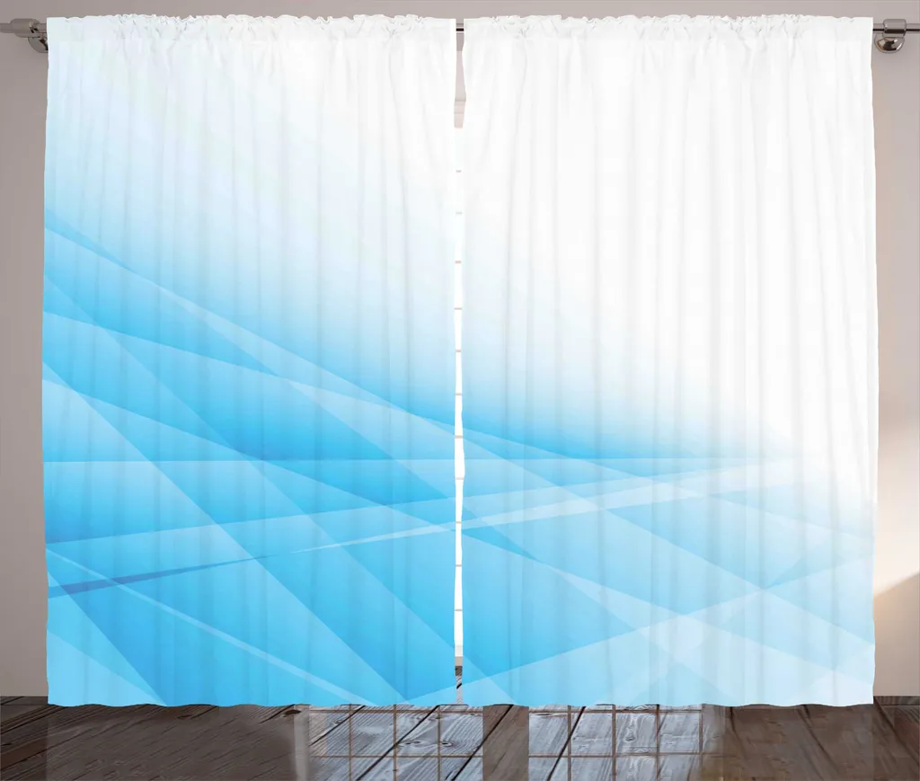 Rideau Anti-Regard Bleu Artistique 280x225 pour Décoration de Salon
