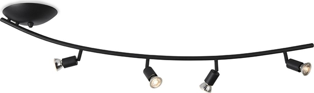QAZQA - Modern Moderner Spot I Spotlight I Deckenspot I Deckenstrahler I Strahler I Lampe I Leuchte gebogen schwarz - Jeany 4-flammig Spotbalken I ...