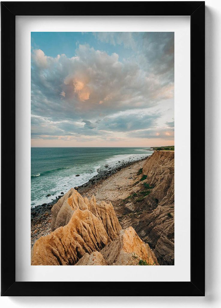 Sommerlandschaft mit Meereshimmel und Strandpromenade– Wandbild mit Rahmen – Gerahmtes Bild – Wanddekoration – 20x30 cm – Schwarz