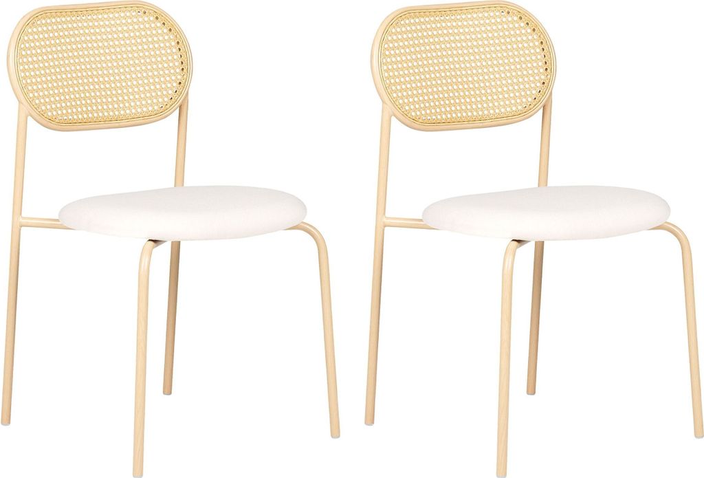 BELIANI Stühle 2er Set Hellbeige / Holzoptik aus Metall Wiener Geflecht Retro Stil Modern für Esszimmer Küche