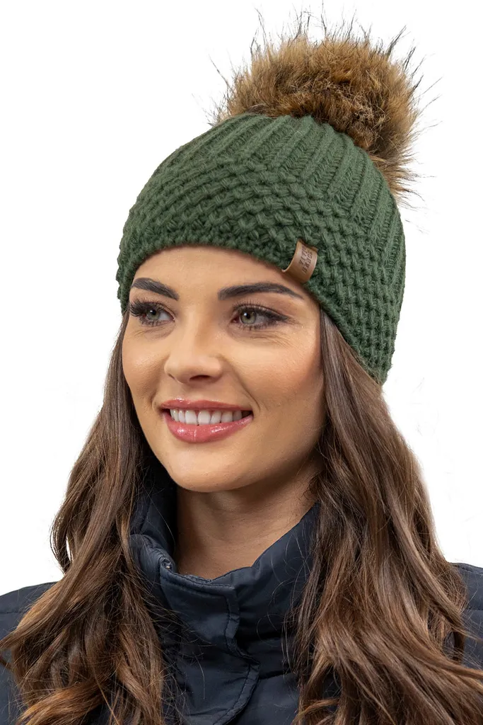 Vivisence Cappello Invernale Donna con Pon Pon Verde - Misura Universale - 2