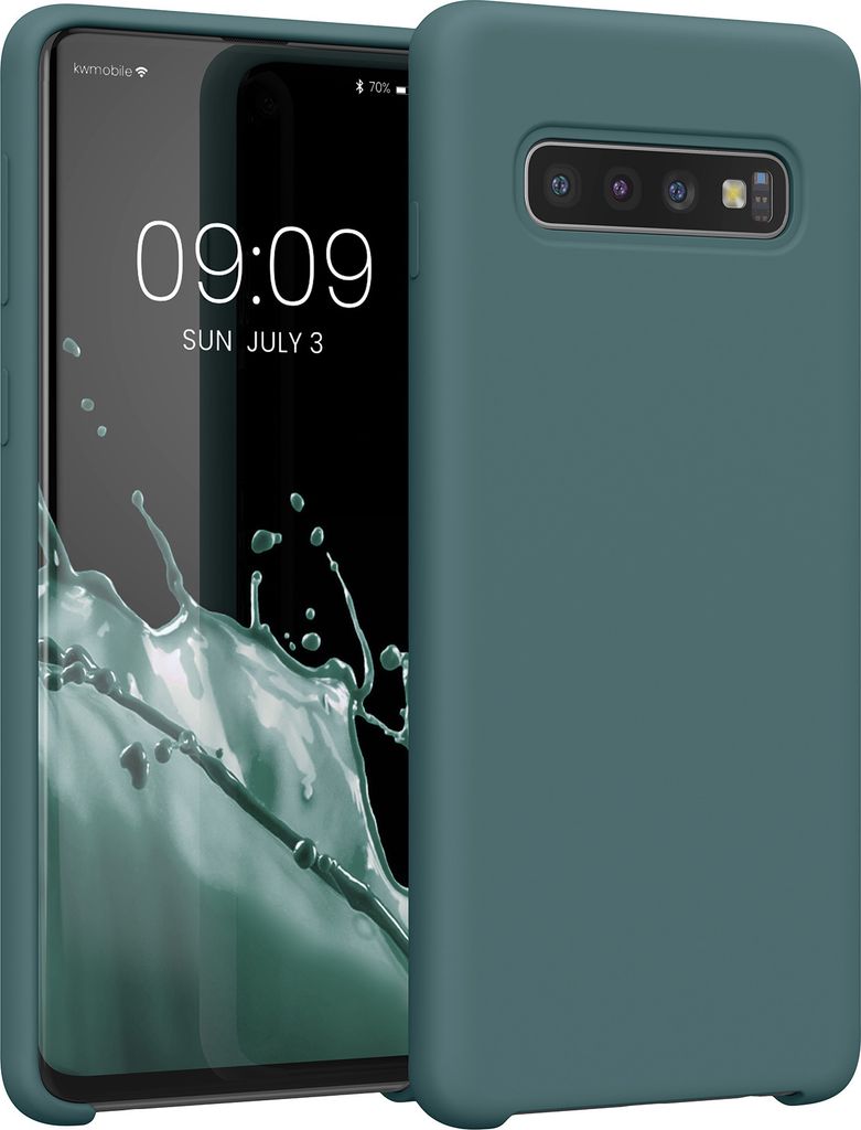 kwmobile Hülle kompatibel mit Samsung Galaxy S10 Hülle - Silikon Handy Case - Handyhülle weiche Oberfläche - kabelloses Laden - Arctic Night