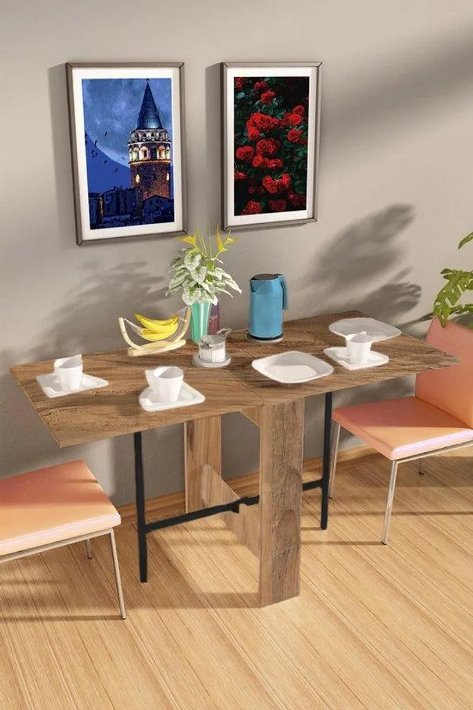 Table pliante en MDF aspect pin extensible 134x60x72 cm - Modèle Nagano