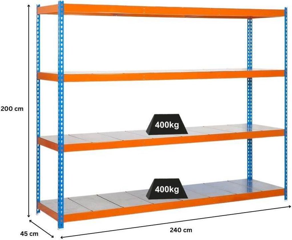 Simonrack Simonforte 2404-4 Metal, 4 Regale, Metall, Metall, Orange, Blau, Silber, 9 min, Regalfixierung