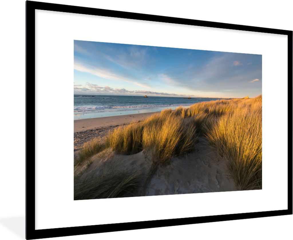 MuchoWow MuchoWow Gerahmtes Poster Düne - Strand - Meer 90x60 cm - Poster mit zchwarzem Bilderrahmen - Wanddekoration - Fotos