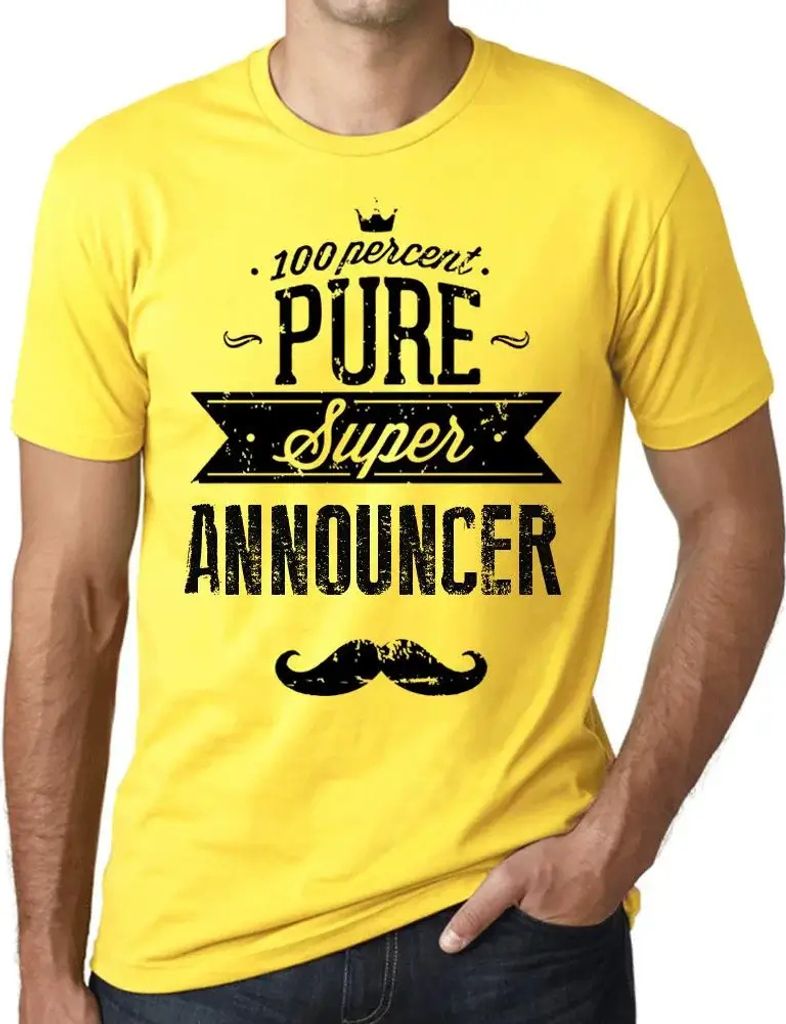 Herren Grafik T-Shirt 100% reine Super-Ansagerin – 100% Pure Super Announcer – Öko-Verantwortlich Vintage Jahrgang Kurzarm Lustige Druck Gebur...