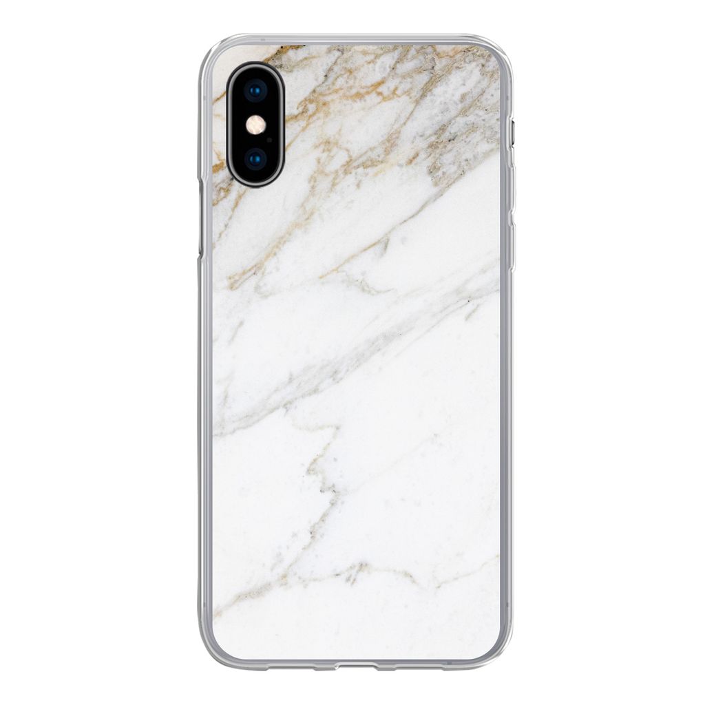 MuchoWow Handyhülle Schutzhülle Hülle für iPhone X Marmor - Stein - Weiß - Gold - Marmoroptik - Stein - Luxus Silikon Softcase Handy Hülle ...