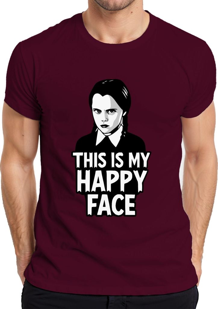 This is my Happy Face Girl Wednesday Halloween Spruch Lustig Horror Herren T-Shirt, Burgundy, S