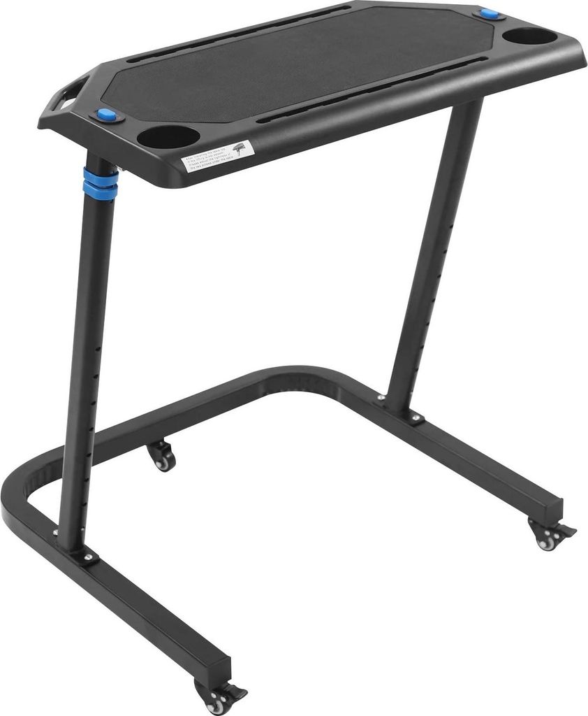 Fahrradtrainer-Schreibtisch - Laptopständer für Indoor Cycling - 71×36 cm Fläche - 8-stufig höhenverstellbar - Traglast 50 kg - Schwarz