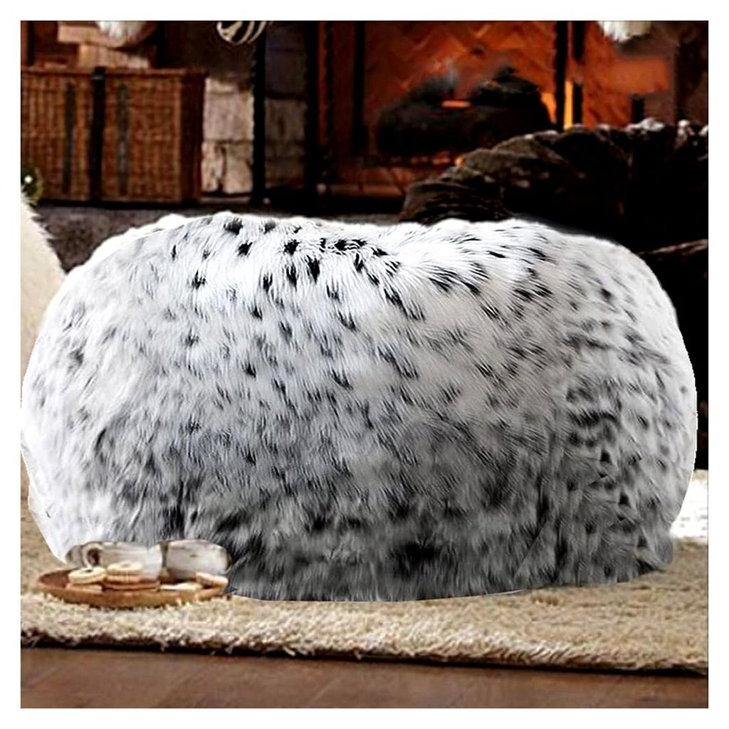 Sitzsack-Stuhlbezug aus weichem Kaschmir in Beige, Polsterhocker – bequemer Puffstuhl für Wohnzimmer oder Schlafzimmer, Kunstfell/Leder/Wolle, o...