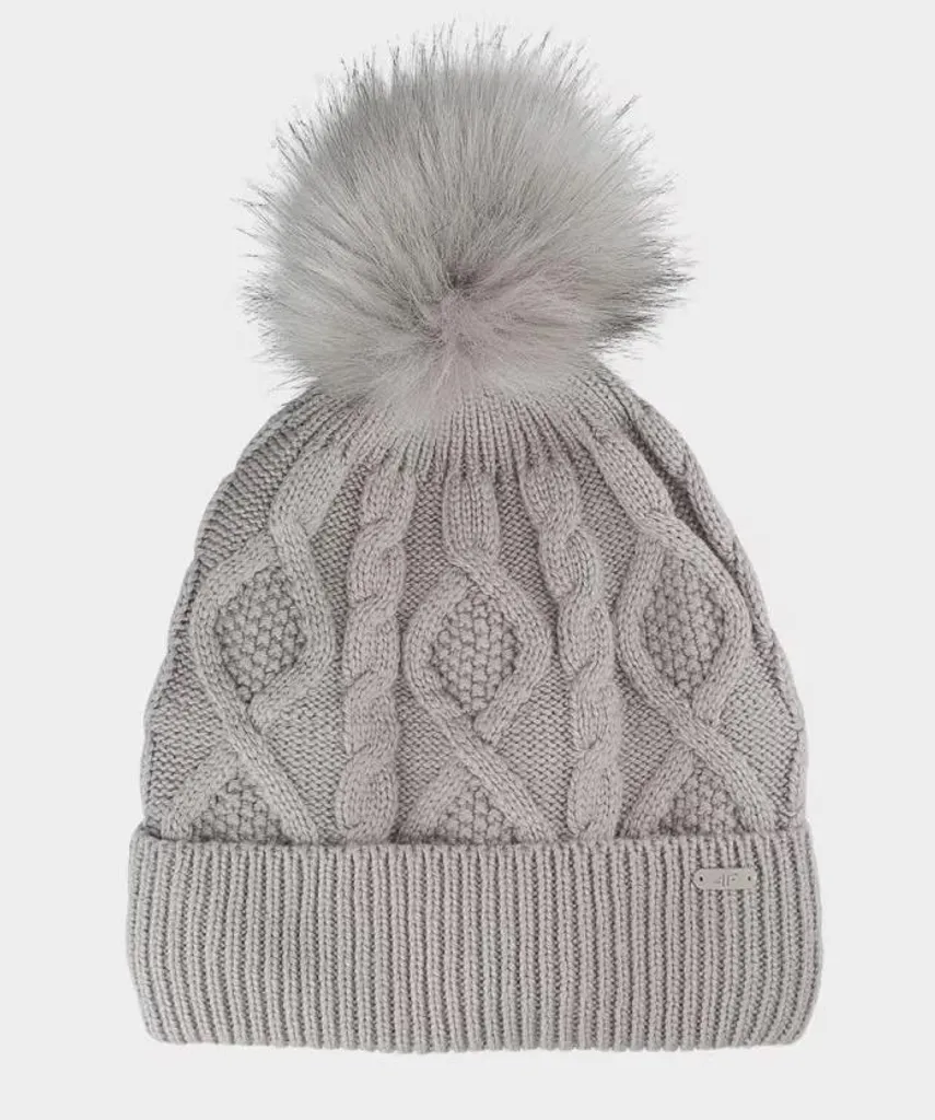 Bonnet d'hiver 4F pour femme avec pompon coloris beige taille S chaud