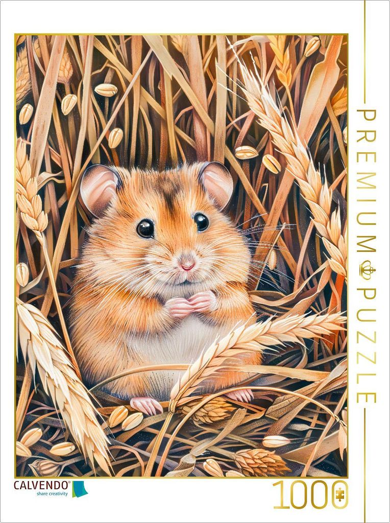 CALVENDO Puzzle Feldhamster im Getreidefeld | 1000 Teile Lege-Größe 64x48cm Foto-Puzzle für glückliche Stunden