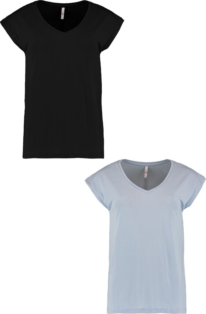 HaILYS T-Shirt 2er-Set V-Ausschnitt Kurzarm Basic Sommer Shirt Größe: XXL