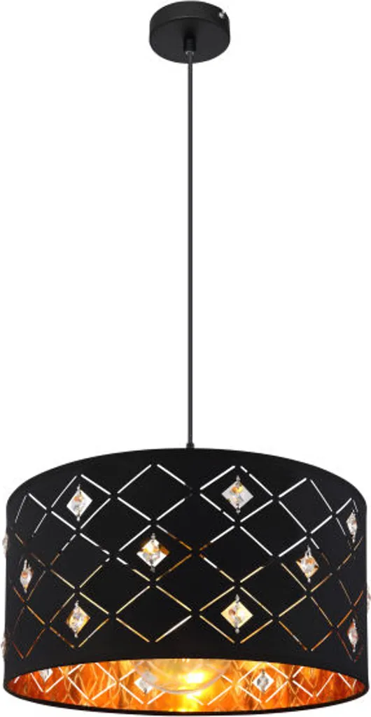 Suspension pour Table à Manger Design Chic Noir et Or avec Cristaux
