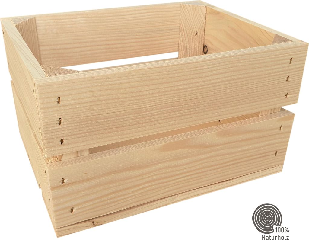 A wooden crate is shown against a white background.