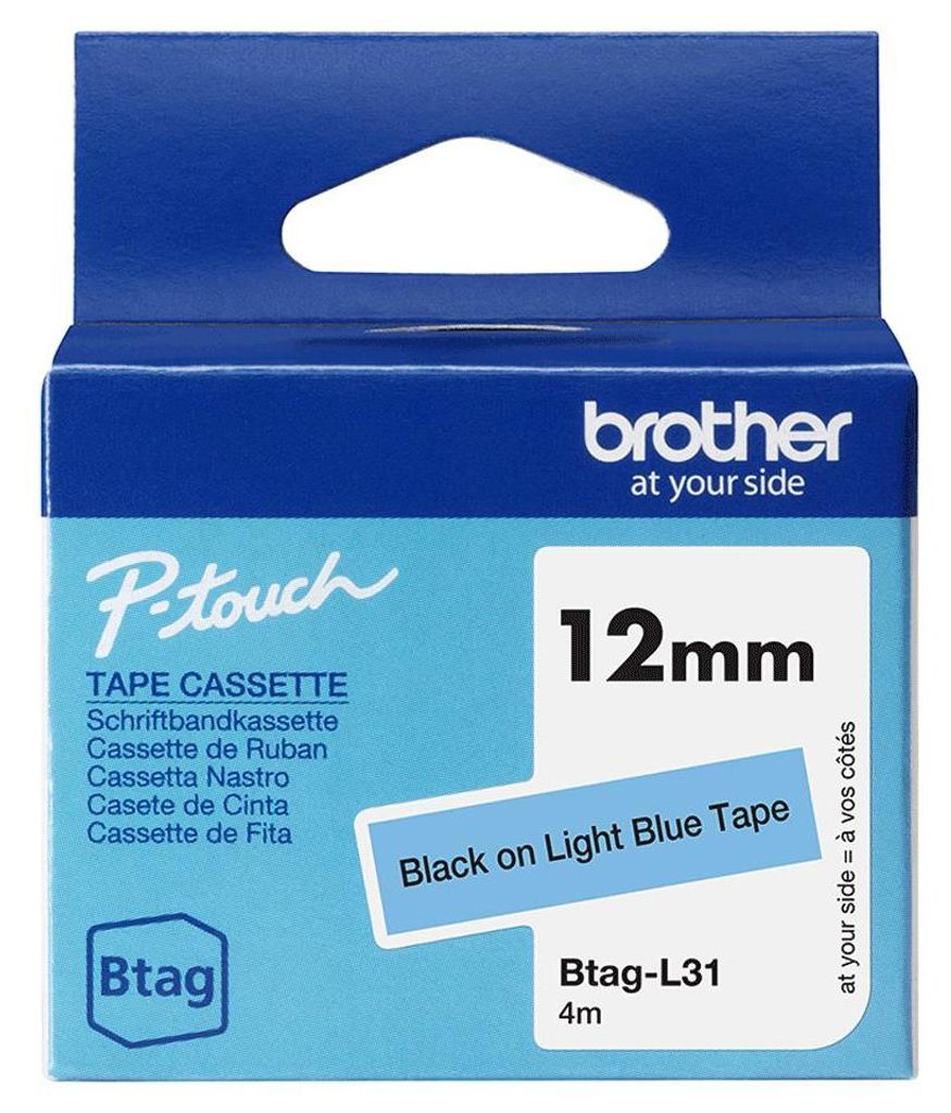 Brother BTAG-L31 - Schwarz auf hellblau - Rolle (1,2 cm x 4 m) 1 Kassette(n) Hängebox - Etikettenband
