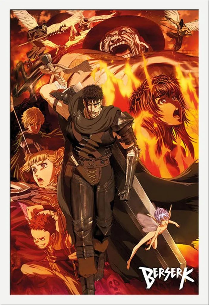 Poster Berserk Collage avec Cadre Shinsuke® Maxi MDF Blanc 61x91.5 cm