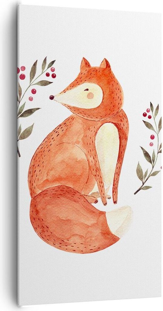 Bild auf Leinwand - Leinwandbild - Einteilig - Nov Illustration Fuchs - 65x120cm - Wand Bild - Wanddeko - Wandbilder - Leinwanddruck - Bilder - Wan...