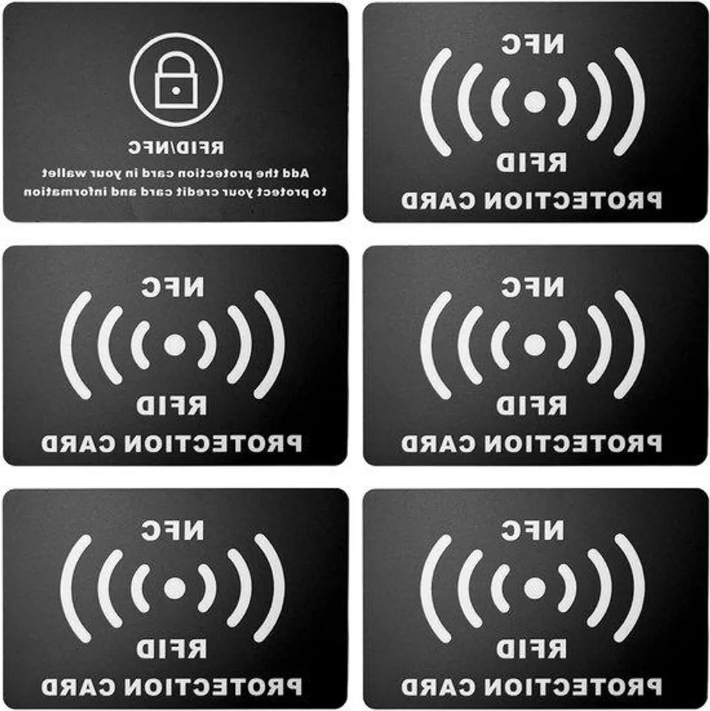 Carte blocage RFID ultra-fine lot de 6 pièces noires pour sécurisation