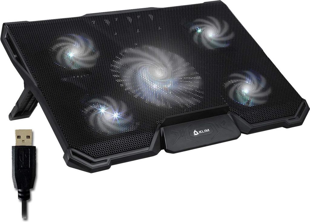 KLIM Cyclone - Laptop Kühler + Ständer + Maximale Kühlung + Verhindere Überhitzung + Schütze Dein Laptop + 5 Lüfter 2200 & 1200 RPM + Cooling...