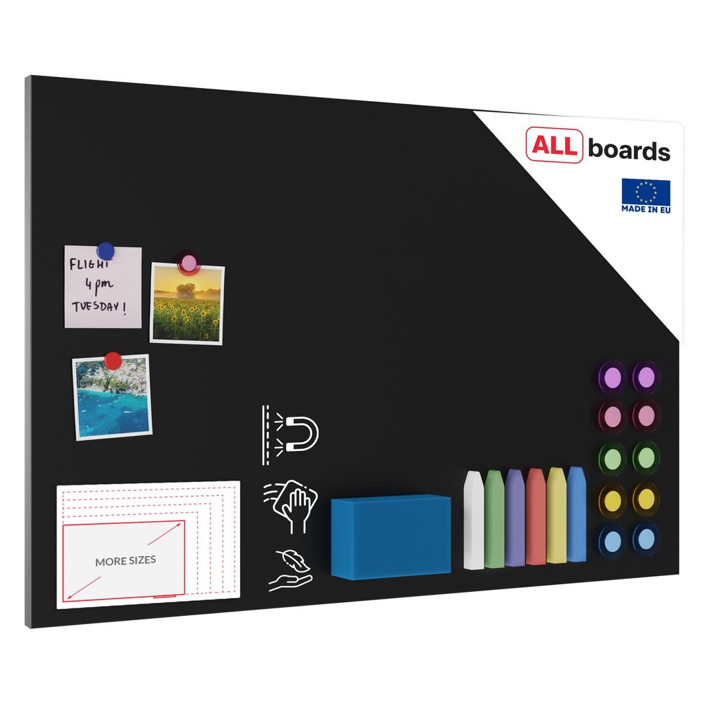 Metallische Magnettafel Schwarze Kreidetafel Schreibtafel Produktbild 