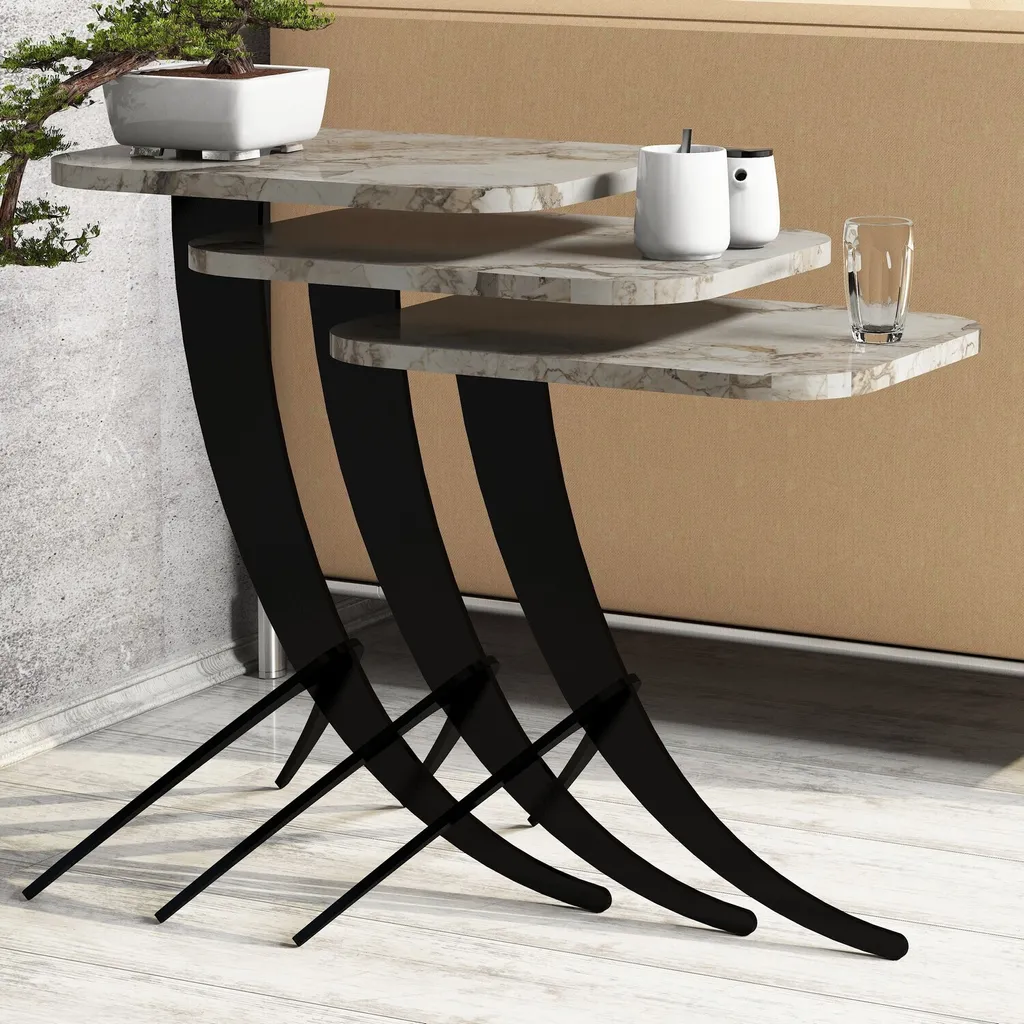 Table d'appoint robuste et facile à nettoyer lot de 3 tables