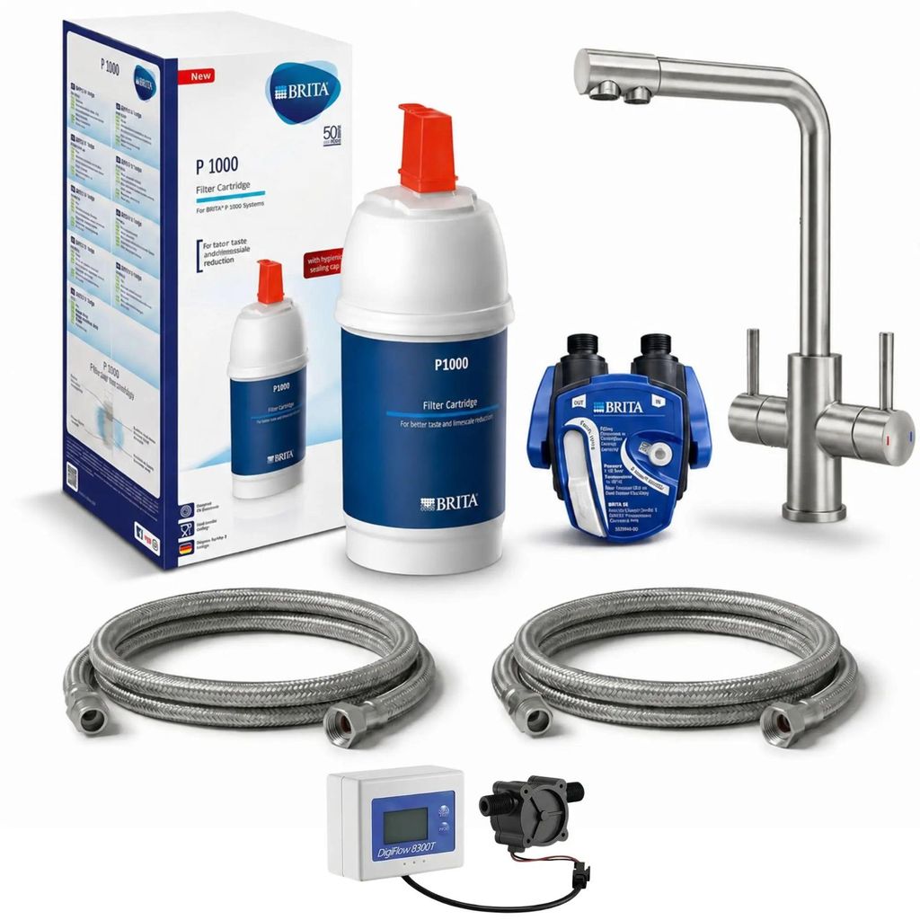 VANTO INOX 3-Wege-Wasserhahn L-Auslauf – Set mit BRITA Produktbild 