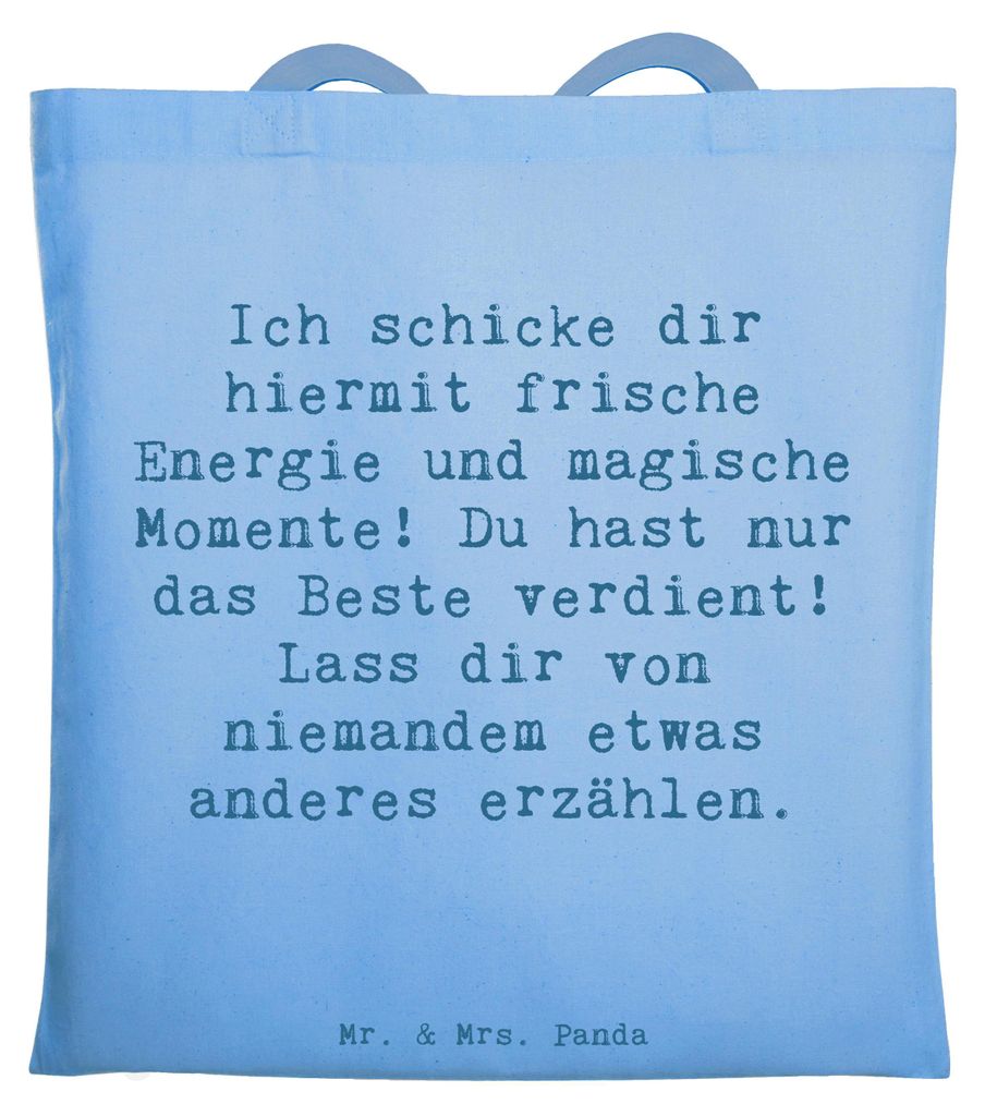 Mr. & Mrs. Panda Einkaufstasche Spruch Freude und Energie - Sky Blue - Geschenk, Laptoptasche, magische Momente, Gefühl, Magie der, Motivation, sc...